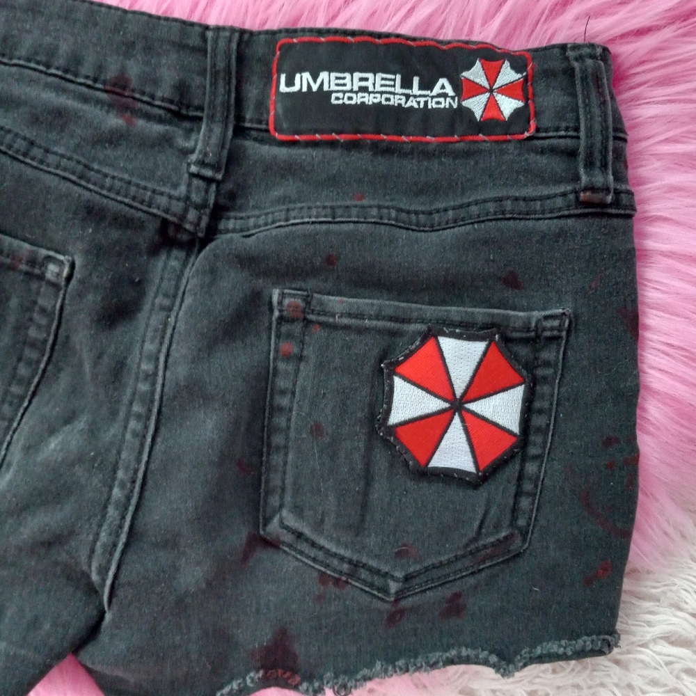OOAK custom Resident Evil Umbrella Corp bloody shorts! Rage gear! - Picture 5 of 12